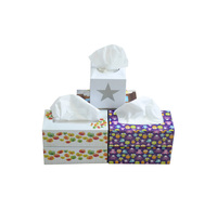 Boîte carrée blanche personnalisée en pâte de bois vierge pour serviettes de table et repose-tasses