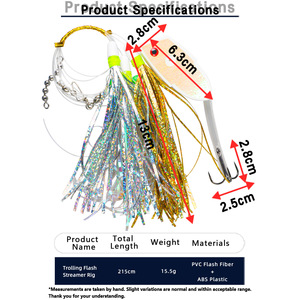 Señuelo de Pesca Trolling Flash Streamer Rig de 17.5cm con Falda de Mylar para Salmón, Atún, Lubina, Pesca en Agua Dulce y Salada - Product Image 2