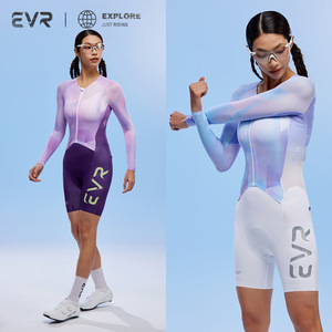 EVR Nuevo traje de ciclismo de una pieza de manga larga para mujer, traje de ciclismo de verano para bicicleta de carretera, equipo de competición deportiva profesional, EXP <span class=keywords><strong>Lyca</strong></span> - Product Image 5