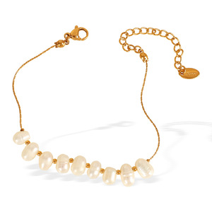 Collar de Perlas de Agua Dulce para Mujer, Chapado en Oro de 18K, Acero Inoxidable, Ovalado, Blanco, Joyería para Uso Diario - Product Image 5