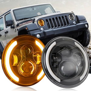 Phare LED 12V 7 pouces avec halo DRL et clignotant ambre pour Jeep Wrangler et voitures classiques (style œil <span class=keywords><strong>d</strong></span>'<span class=keywords><strong>ange</strong></span>) - Product Image 1