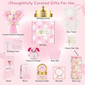 Ensemble cadeau de spa avec gobelet en verre rose à motif de papillon personnalisé FX pour filles, ensemble de bombes de bain pour prendre soin de soi, ensemble cadeau pour fête d'anniversaire - Product Image 2