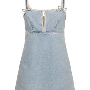 เดรสยีนส์สั้นทรงเข้ารูปประดับเพชร คุณภาพสูง ดีไซน์เซ็กซี่ สำหรับผู้หญิง ใส่ได้ในช่วงฤดูร้อน - Product Image 4