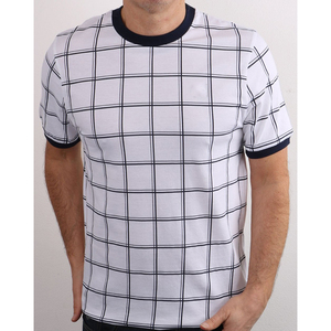 Hombres último diseño de alta calidad 100% algodón ventana comprobar camiseta contraste crema Ringer cuello y puños con estampado de verificación a juego - Product Image 2