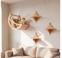 Étagères murales pour chat personnalisées en forme de lune et d'étoile, meubles pour chat en bois modernes, décoratifs, gain de place, perchoir flottant pour chat pour l'intérieur