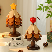 Sous-plat en bois multifonctionnel pour arbre de Noël, pliable, résistant à la chaleur, pour casseroles, tasses et bols chauds