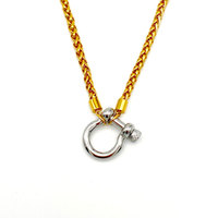 Collier tendance pour femme en acier inoxydable 316L, résistant à l'eau et inaltérable, avec fermoir mousqueton fer à cheval plaqué or 14k 18k