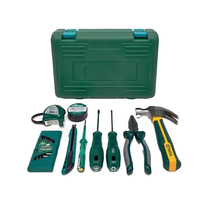 Kit d'outils à main pour la maison de 17 pièces - Outils de réparation en acier au carbone avec étui moulé par soufflage pour bricolage domestique, commande en gros