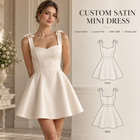 Mini-robe de soirée personnalisée pour femme en satin avec nœud papillon, coutures ajustées, col cœur, taille cintrée, coupe trapèze