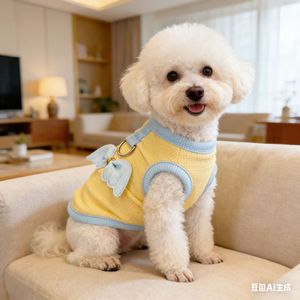 Gilet en soie glacée pour animaux de compagnie printemps/été avec petites ailes - Dropshipping disponible pour chats, petits chiots, Bichons, Pomeranians, et - Product Image 4
