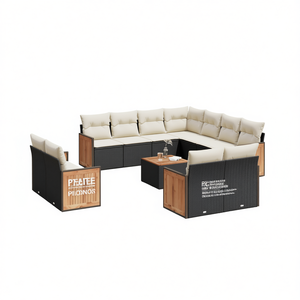 Ensemble de canapés de jardin modulaires en rotin PE noir, meubles d'extérieur élégants, coussins en mousse haute densité - Product Image 1