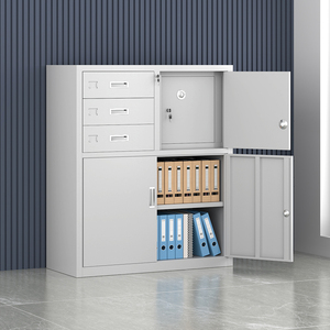 Armoire de rangement à 4 portes en métal Armoire à 6 tiroirs en acier Armoire à casiers en acier avec <span class=keywords><strong>porte</strong></span> <span class=keywords><strong>coulissante</strong></span> en verre - Product Image 3