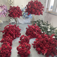 IFG Luxuriöse Seidenblumenkugel 3D Rote Rosen-Arrangements für Hochzeit Weihnachten Ostern Heim-Events Bühnendekoration