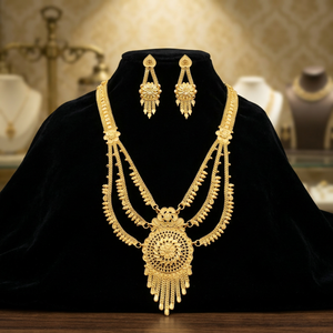 Wholesale 14K 18K 24K Micro Gold Floral Design Rani Haar Necklaces Set, Indian <b>Bridal</b> Jewelry Set Brass Gold Fashion Jewelry Set - Product Image 2