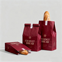 Sac d'emballage alimentaire personnalisé en papier kraft biodégradable blanc et brun, résistant à la graisse, pour donuts, sandwichs, baguettes, hamburgers