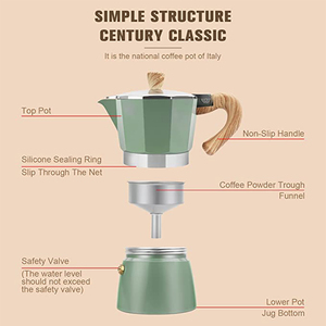 Nuevo diseño, fácil de operar, mango de grano de madera, <span class=keywords><strong>cafetera</strong></span> Espresso comercial, <span class=keywords><strong>cafetera</strong></span> Moka Pot - Product Image 4