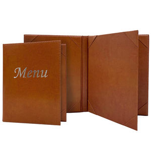 Porte-menu en cuir marron imitation cuir pour restaurant, 4 pages, pour menu de restaurant - Product Image 2