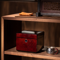 Boîte à pot unique en grain de bois rouge foncé Peinture brillante pour services à thé en porcelaine Différentes tailles et couleurs pour boîtes en bois et en bambou