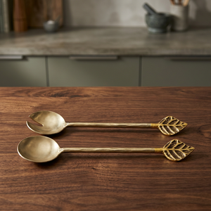Golden <b>Salad</b> Servers Set Leaf Design Metal Serving Spoons For <b>Salad</b> <b>Tools</b> - Product Image 4