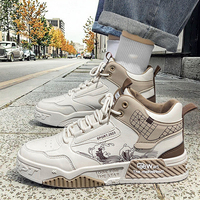 Fabricant OEM Chaussures de planche pour hommes Respirantes, décontractées, polyvalentes, hautes en cuir, confortables, à semelle épaisse