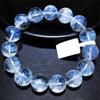 Bracelet en Quartz Bleu Aiguille de Madagascar Naturel Premium, Bijou de Collection en Pierre Précieuse pour Collection et Cadeau de Luxe