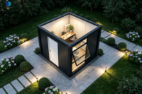 Bureau conteneur moderne de 10 pieds en structure acier respirante, studio de jardin modulaire préfabriqué pour famille, travail en extérieur, villa, hôtel