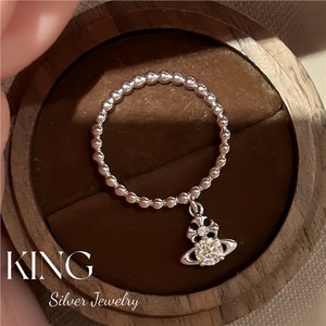Anillo de Plata de Ley S925 Saturn Fantasy con Corona de Circonita para Mujer, Uso Diario - Product Image 1