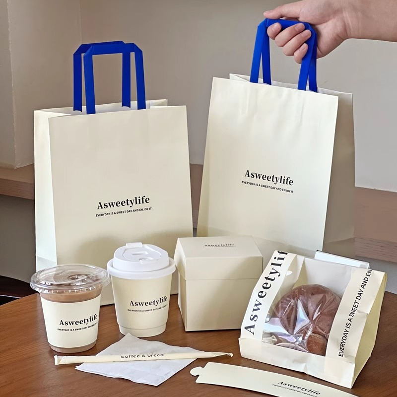 Custom Print Logo Personalized Cake Bread Paper Bag With Window Restaurant Takeaway Paper Bag