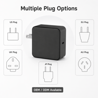 Cargador de un Solo Puerto y 100 W, Adaptador de Corriente USB-C GaN PD con Enchufe Fijo para Estados Unidos, para Carga Rápida de Computadoras Portátiles, Tabletas y Teléfonos Móviles