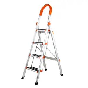folding aluminium D type platform step ladder with handrail for home