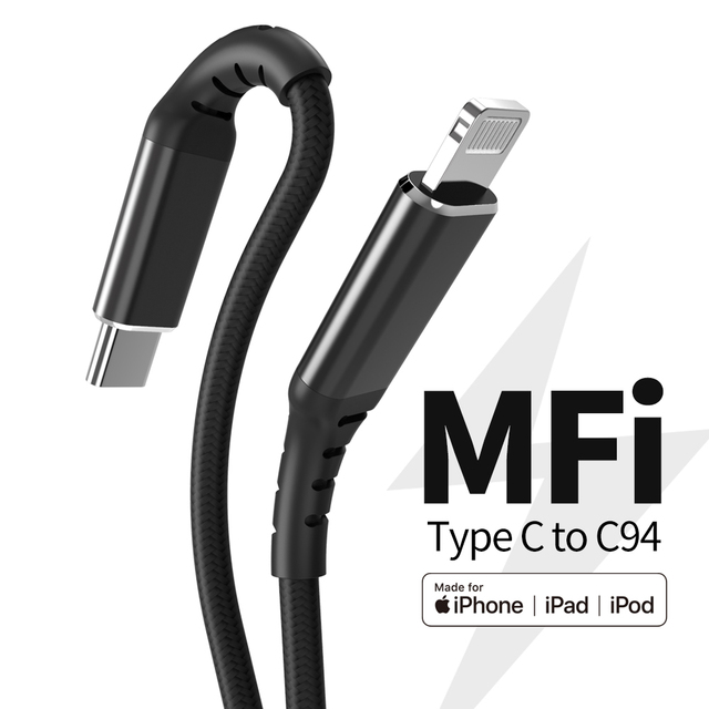 MFi Certified Nylon Braid Type-C PD Fast Charging Cable 3A 1m/2m/3m for iPhone with Aluminum Alloy Connectors