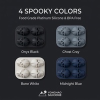 Moule à glaçons Crâne d'Halloween OEM ODM 4 cavités sans BPA résistant à la chaleur facile à démouler réutilisable en silicone Outils DIY pour bar