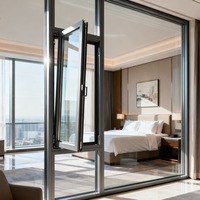 Ventanas Modernas de Aleación de Aluminio con Aislamiento y Protección Contra el Viento, Sistema de Apertura Interior para Dormitorio