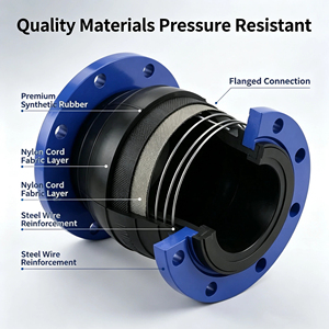 KXT-16 Type Flange Rubber Flexible Joint Fire Water Pump Pipeline Shock-Absorbing Hose Connector DN50-DN300 Customizable 1.6MPa - Product Image 4
