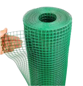 Rouleau de grillage soudé à mailles carrées, revêtu de PVC vert, calibre 10, pour jardin, avec services de pliage, découpe et poinçonnage - Product Image 1