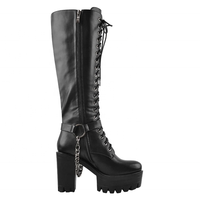 Bottes d'hiver à talon bloc noir pour femmes, chaussures de neige