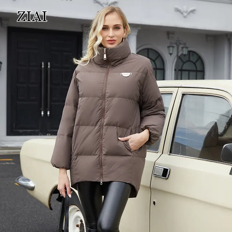 Wholesale Hooded Thickened Padded Jacket Winter Clothes For Women Winter 90 White Duck Down Warm Long Down Jacket