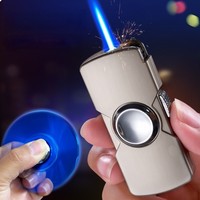 Briquet à butane rotatif coupe-vent à flamme jet, briquet à cigare au gaz butane, jouet créatif de décompression, cadeau pour homme