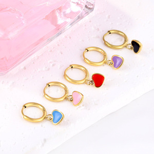 Heart-Shaped Stud <b>Earrings</b> Zinc Alloy Stainless Steel <b>Post</b> Party Fashion Jewelry For Women - Product Image 2