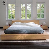 Lit bas tatami nordique japonais, lit moderne minimaliste en chêne blanc, lit en bois massif en noyer noir d'Amérique du Nord, fabrication sur mesure