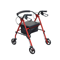 Sortie d'usine Rollator marcheur pliant Patient Portable réglable Shopping médical extérieur en acier déambulateur marcheur avec siège