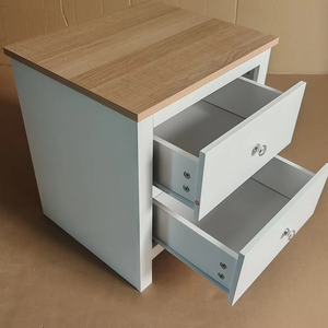 Modern 2-Drawer White Pine <strong>Bedside</strong> Table | Oak Storage <strong>Organiser</strong> for Bedroom Furniture - Product Image 1