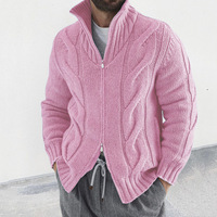 Manteau Pull Homme Automne Hiver en Fausse Fourrure et Laine, Veste Tricotée Épaisse à Fermeture Éclair, Cardigan Chaud Décontracté