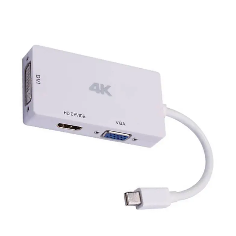 High transfer rate 4K HD 3-in-1 Mini display interface display to HD VGA DVI conversion adapter cable Mac support 1080P