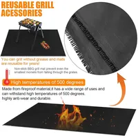 Tapis de foyer ignifuge réutilisable à revêtement en silicone et fibre de verre Tapis de gril de terrasse et de patio de qualité supérieure Tapis de barbecue sous le gril