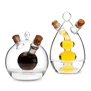 2 Trong 1 Glass Oil Pot Glass Giấm Chai Nước Sốt Thuyền Cho Nhà Bếp Đồ Dùng Với Hermetic Cork Nắp Tùy Chỉnh Logo & Đóng Gói