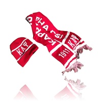 Ensemble de chapeaux et écharpes en laine tricotée pour hommes, inspiré de l'organisation fraternité KAY Alpha Psi, rouge et blanc, cadeau pour hommes grecs
