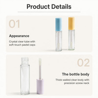 En stock – Tubes à gloss transparents en PETG de 8 ml, tubes à rouge à lèvres personnalisables avec logo, avec capuchon à vis blanc et grand applicateur – Contenant cosmétique