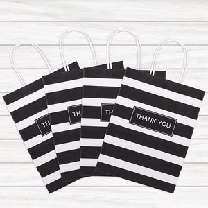 Sacchetti di Carta a Righe Nere per Regali e Shopping, per Negozi al Dettaglio, Feste, Boutique, Supermercati, Sacchetti di Carta Kraft Personalizzati per Confezioni Eleganti - Product Image 6