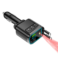 Émetteur FM BT 5.4 pour voiture, adaptateur de charge USB PD&QC3.0 avec microphone pour appels mains libres et lampe Starlight